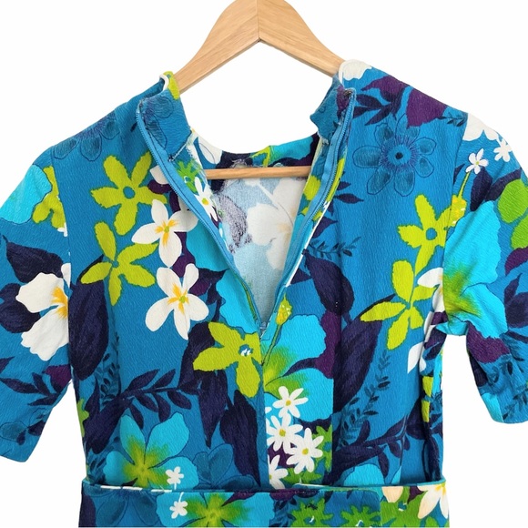 Vtg Dress Handmade Bespoke Hand Sewn Floral Crepe Cotton Summer Homemade - Picture 10 of 15